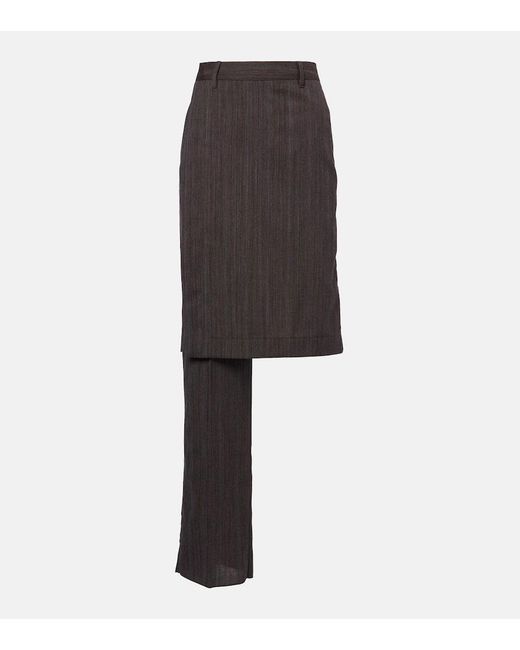 Bottega Veneta Black Hosenrock Aus Wolle