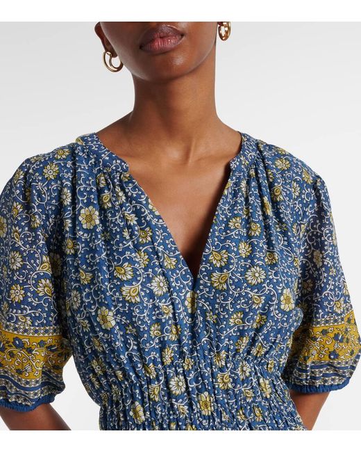 Robe Longue Natalia En Coton A Fleurs Velvet en coloris Blue