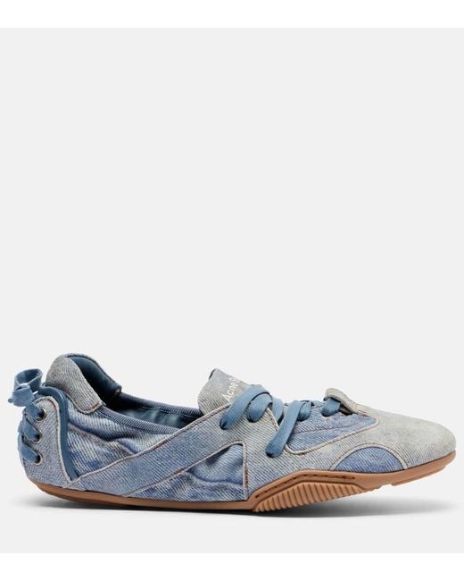 Acne Blue Slip-Ons Aus Leder