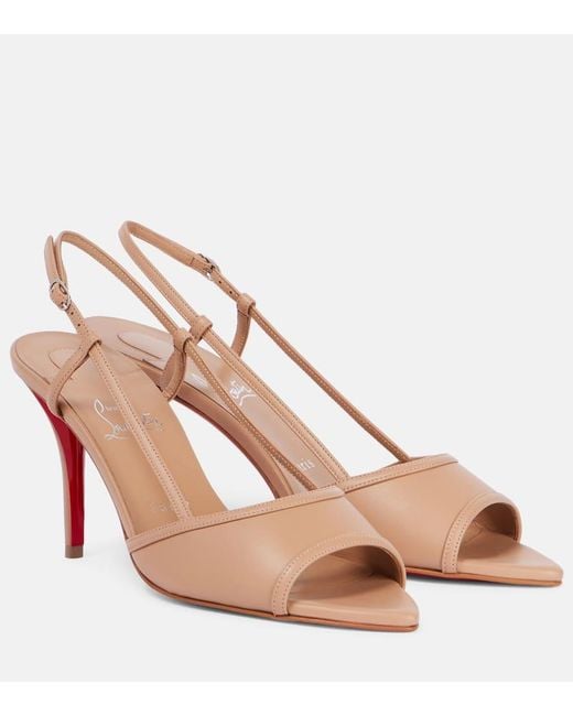 Christian Louboutin Natural Miss Z 80 Patent Leather Slingback Pumps