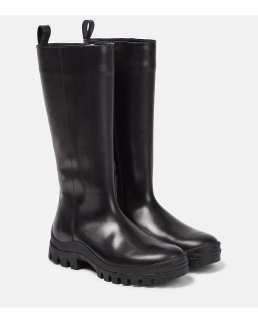 The Row Black Greta Leather Rain Boots