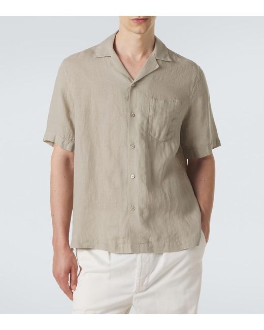 Frescobol Carioca Natural Angelo Linen Bowling Shirt for men