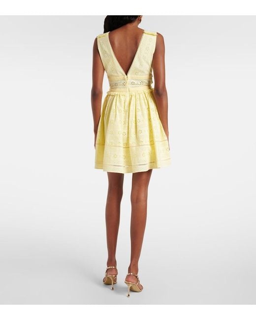 Self-Portrait Yellow Broderie Anglaise Cotton Minidress
