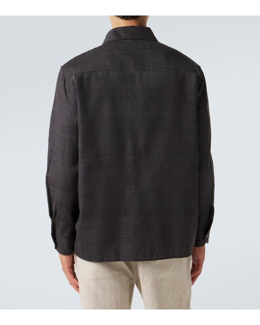 Saman Amel Black Regis Silk Shirt Jacket for men