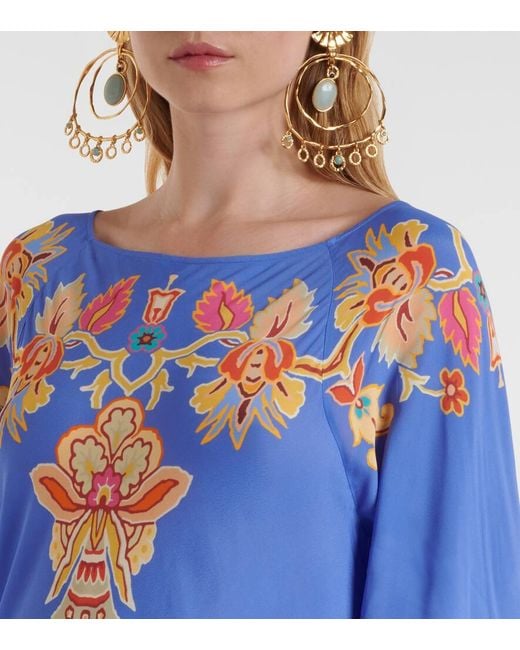 Etro Blue Bedrucktes Maxikleid