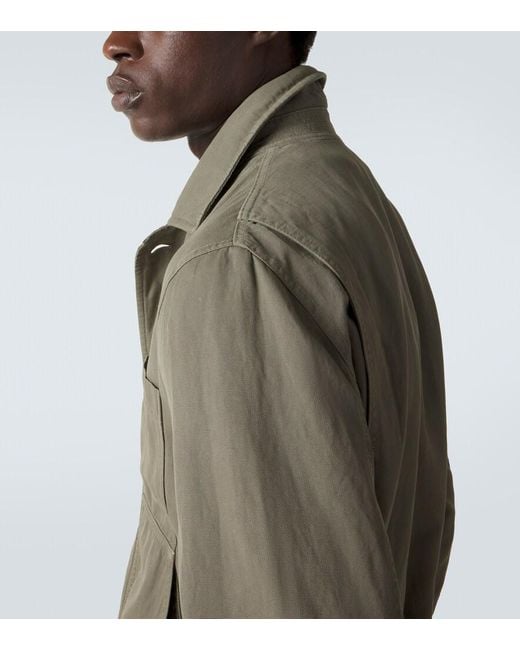 Brunello Cucinelli Green Cotton And Linen Field Jacket for men
