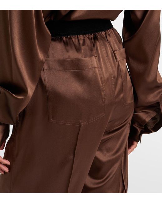 Tom Ford Brown Silk-Blend Straight Pants