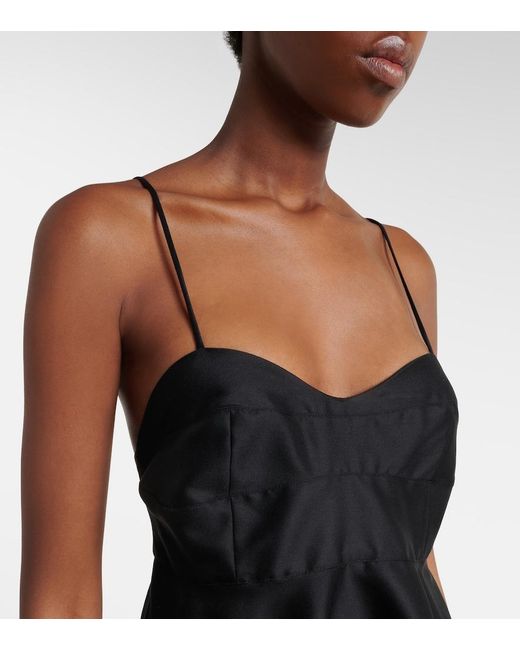Rohe Black Peplum Wool And Silk Bustier Top