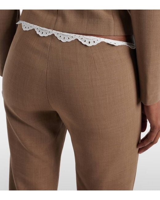Magda Butrym Brown Lace-Trimmed Wool Straight Pants
