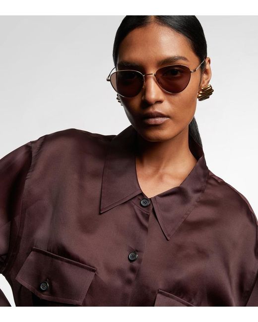 Khaite Brown X Oliver Peoples Aviator Sunglasses