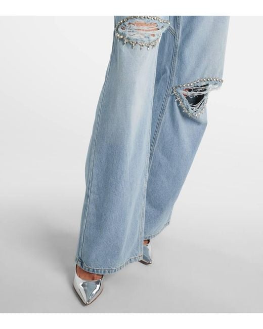 Area Blue Wide-Leg Jeans Mit Kristallen