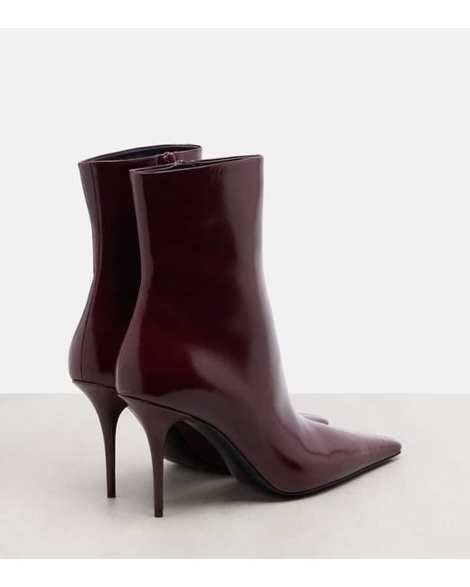 Saint Laurent Purple Ashley 90 Leather Ankle Boots