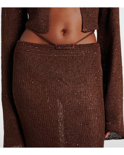 Bananhot Brown Alma Knitted Sequined Beach Cover-Up