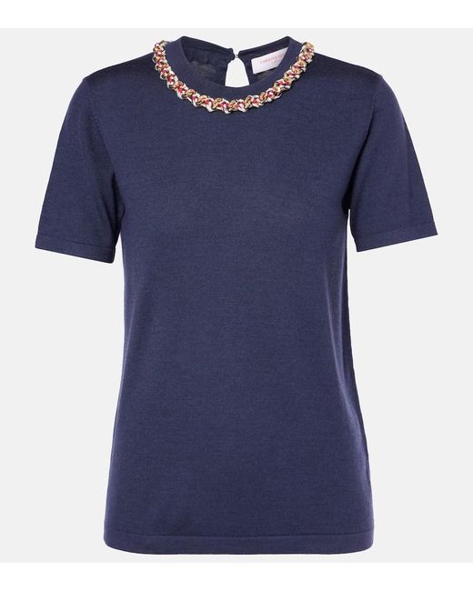 Pull En Laine Et Soie Carolina Herrera en coloris Blue