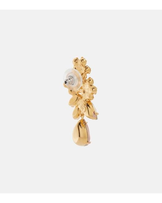 Jennifer Behr White Bouquet-Plated Drop Earrings