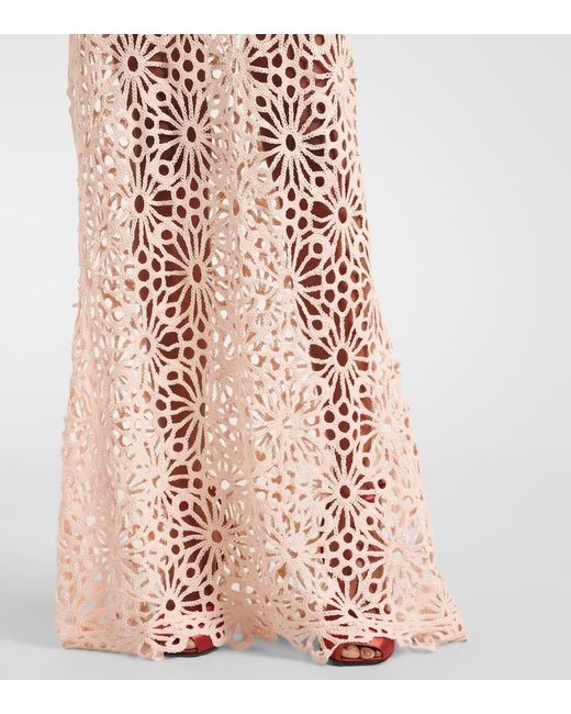Norma Kamali Pink Obie Crochet Cotton-Blend Maxi Skirt