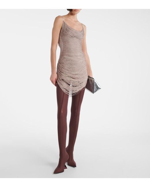 The Attico Brown Fringed Minidress