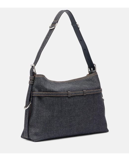 Givenchy Black Voyou Medium Denim Shoulder Bag