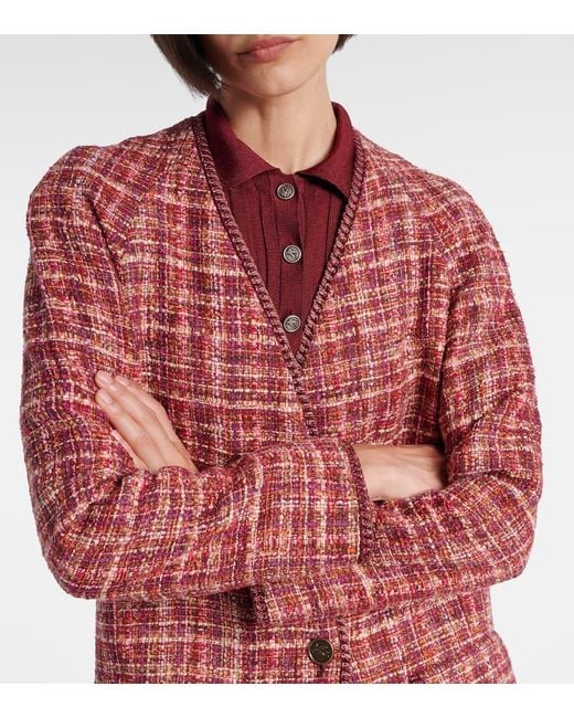 Etro Red Checked Cotton And Wool-Blend Coat