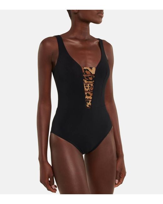 Karla Colletto Blue Leopard-print Strap-detail Swimsuit