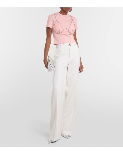 Camiseta De Jersey Adornada Area de color Pink