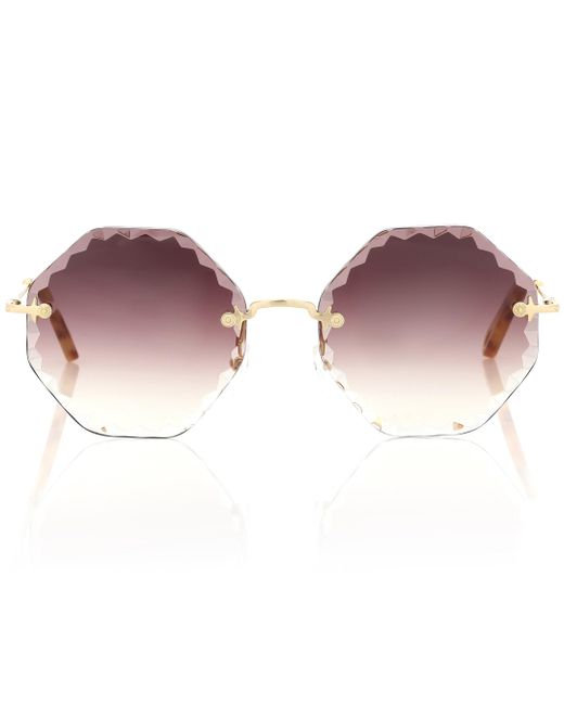 Chloé Runde Oversized-Sonnenbrille in Mettallic Damen Accessoires Sonnenbrillen 