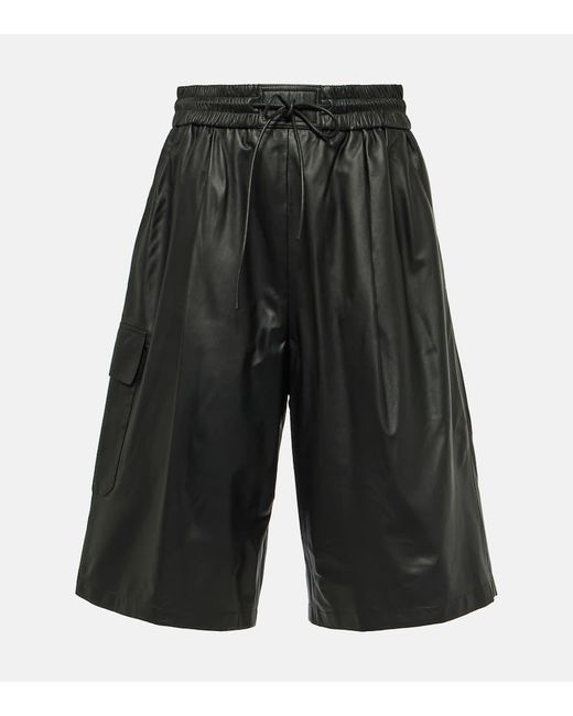 Yves Salomon Black Leather Bermuda Shorts