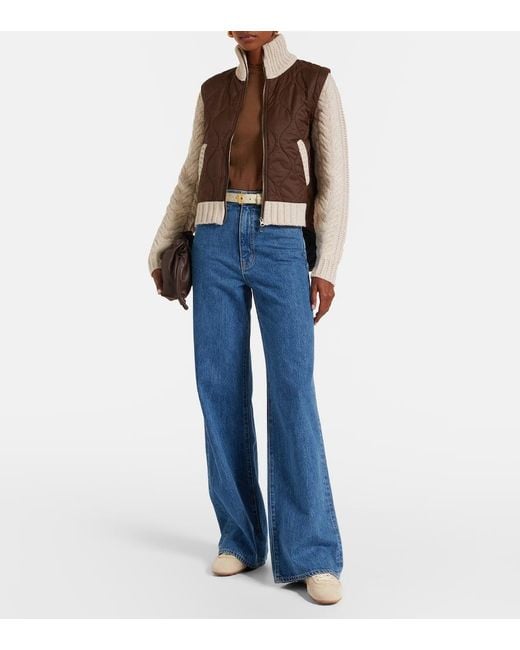 Veronica Beard Brown Patra Quilted Wool-Trimmed Jacket