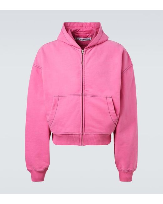 Sweat-Shirt A Capuche Brode En Coton Acne pour homme en coloris Pink