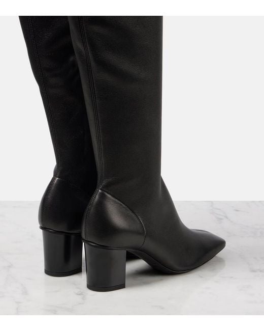 Max Mara Black Stretchy Leather Knee-High Boots