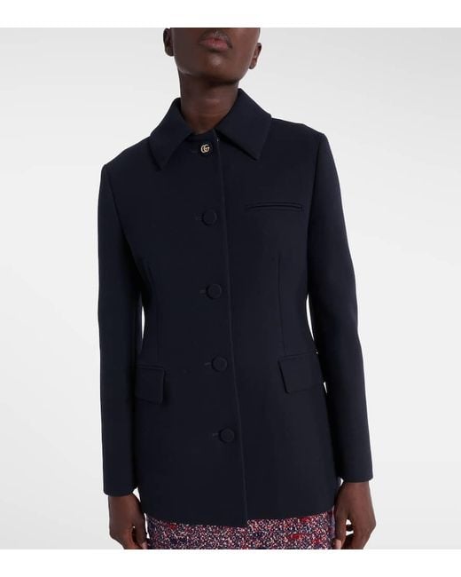 Gucci Blue Double G Wool Jacket