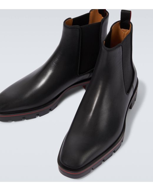 Christian Louboutin Black Alpinosol Leather Chelsea Boots for men