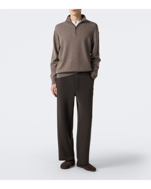 Lisa Yang Brown Augustus Cashmere Half-Zip Sweater for men