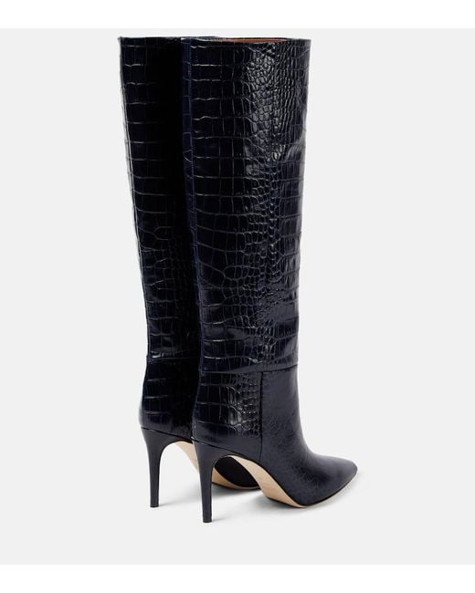 Paris Texas Black Croc-effect Leather Knee-high Boots