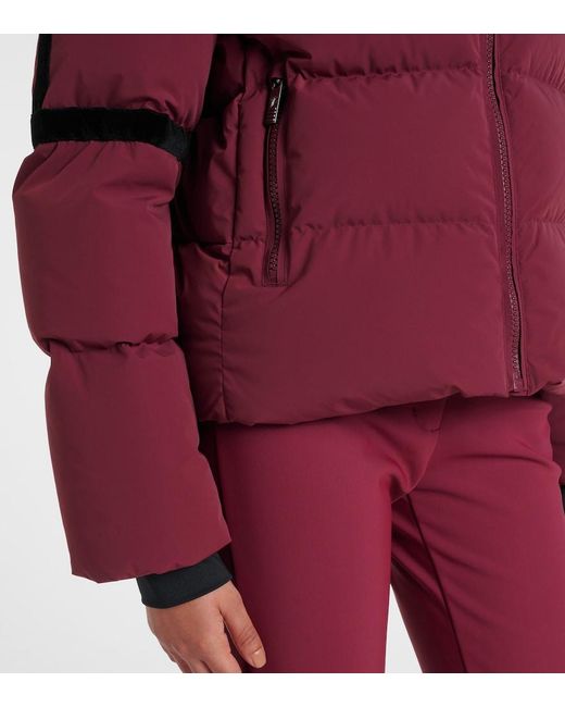 Fusalp Red Barsy Velvet-Trimmed Down Ski Jacket