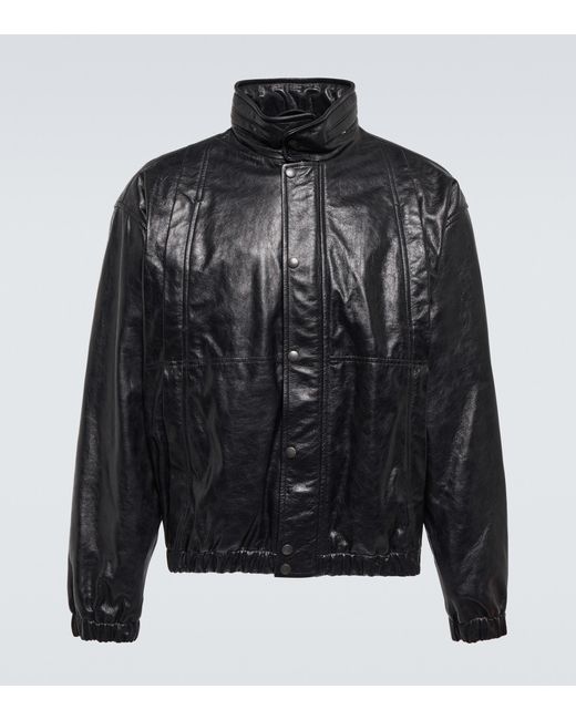 Lemaire Black Blouson Leather Jacket for men