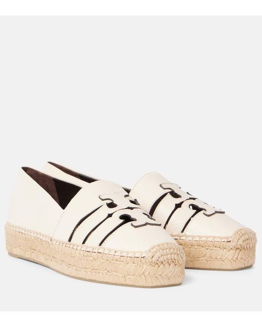 Tory Burch Natural Espadrilles Ines Double T Aus Leder