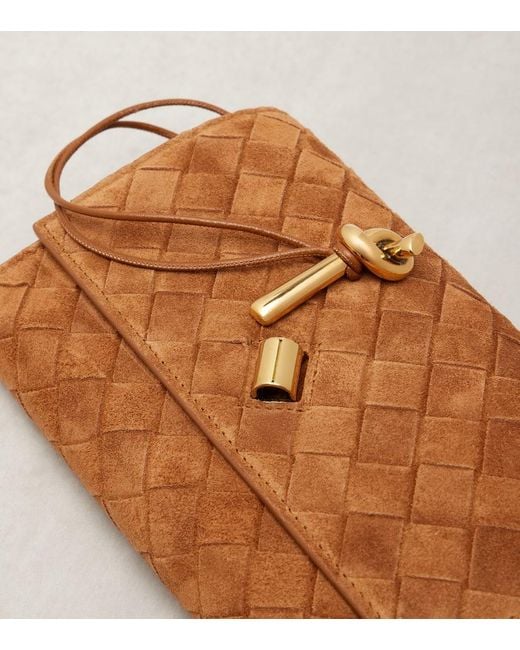 Bottega Veneta Brown Andiamo Intrecciato Mini Suede Crossbody Bag