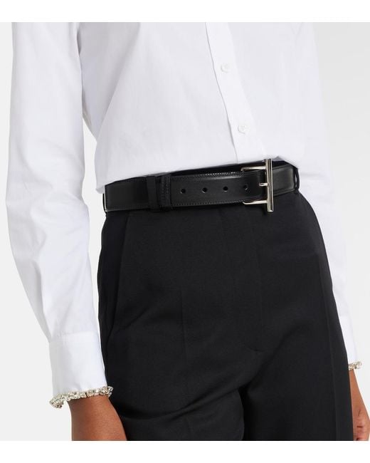 McQueen Black T-Bar Hip Leather Belt