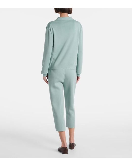 Loro Piana Green Silk And Cotton Polo Sweater