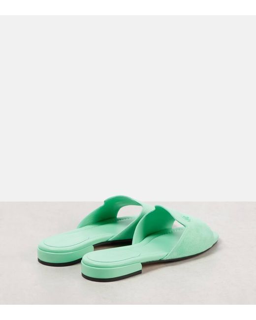Jimmy Choo Green Pantoletten Dina Aus Veloursleder