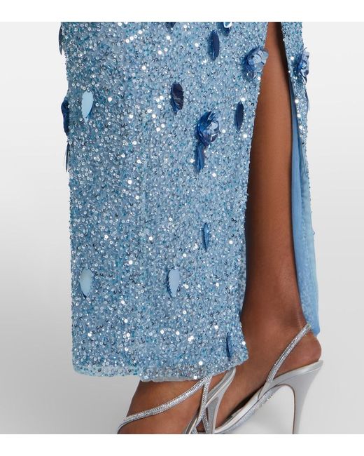 Rachel Gilbert Blue Hugo Sequined Gown
