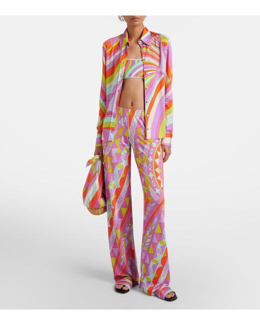 Emilio Pucci Pink Iride Satin Jersey Shirt