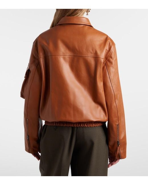 Lemaire Brown Leather Blouson Jacket