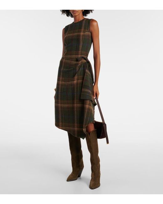 Polo Ralph Lauren Plaid Dress Plaid Dress Ralph Lauren Maxi Plaid  Waffle-Knit Henley Dress By