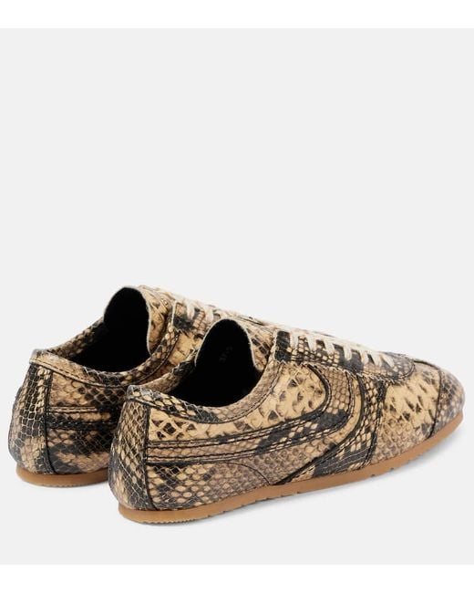 Dries Van Noten Metallic Snake-Effect Leather Sneakers