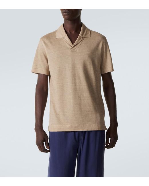 Zegna Natural Linen Polo Shirt for men