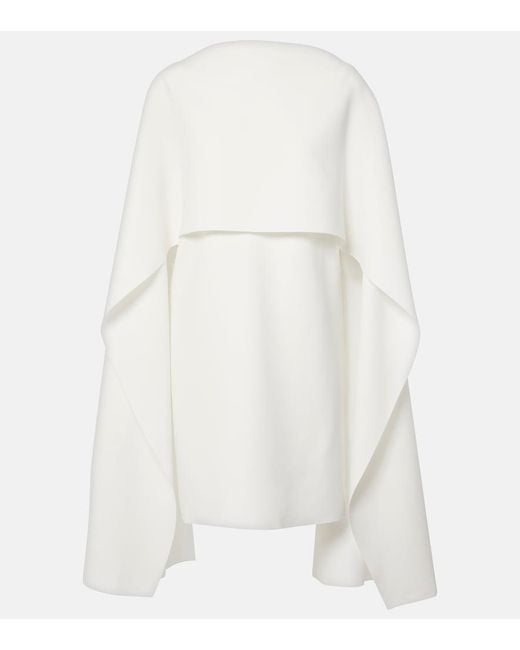 Roksanda White Bridal Kaiya Caped Crepe Minidress