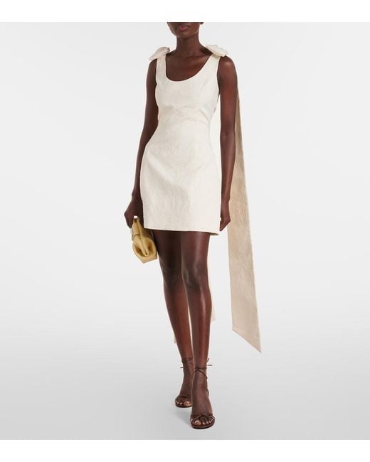 Markarian Natural Gita Bow-Detail Brocade Minidress