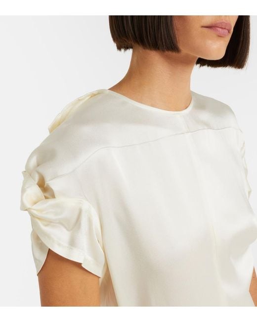 Victoria Beckham White Asymmetric Crepe Satin Midi Dress